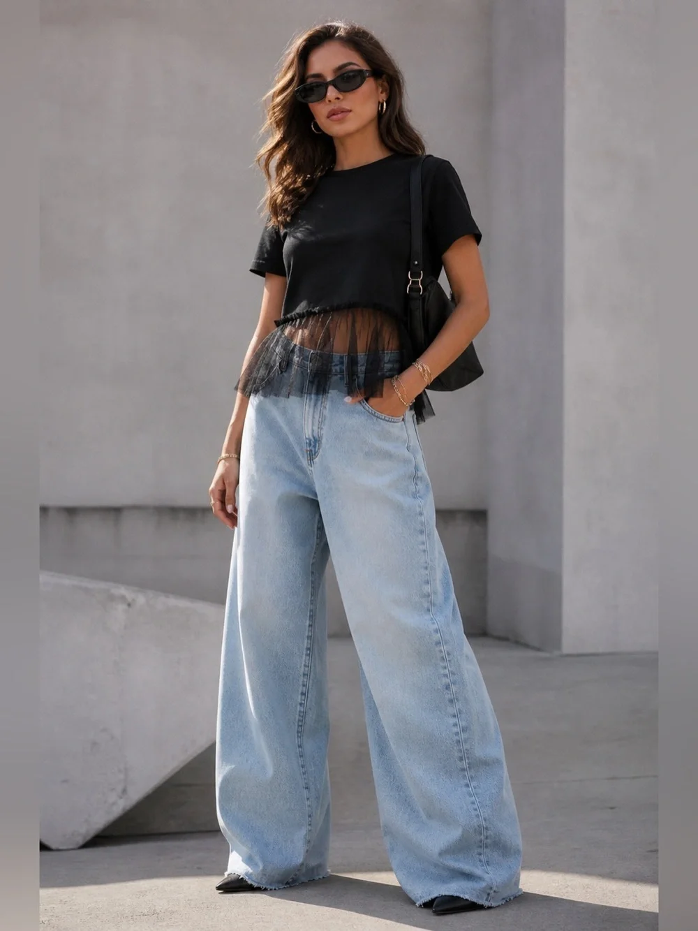 Zara Black Cotton Basic Tee Size Small